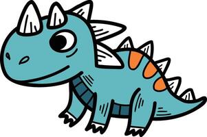 A cartoon dinosaur with a smile on its face vector