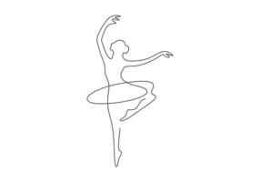 Continuous single line drawing of woman beauty ballet dancer in elegance motion pro illustration vector