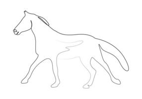 Horse continuous one line drawing of premium illustration vector