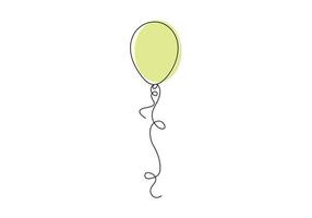 Continuous one line drawing of balloon. Birthday celebration. Digital illustration vector