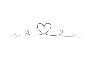 Hearts continuous single line drawing valentines day digital illustration vector