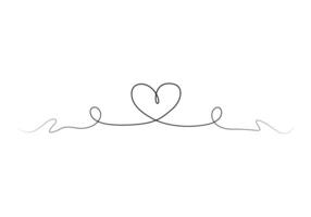 Hearts continuous single line drawing valentines day digital illustration vector