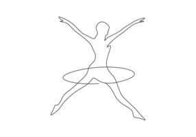 Continuous single line drawing of woman beauty ballet dancer in elegance motion pro illustration vector