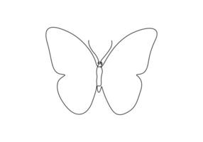 Flying butterfly continuous single line drawing digital illustration vector