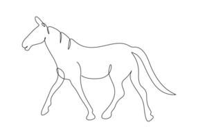 Horse continuous one line drawing of premium illustration vector