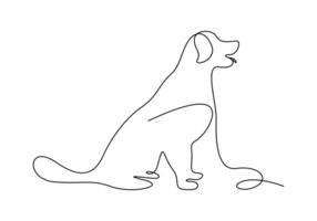 Continuous single line drawing of dog premium illustration vector