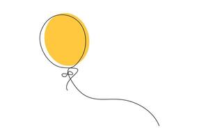 Continuous one line drawing of balloon. Birthday celebration. Digital illustration vector