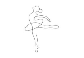 Continuous single line drawing of woman beauty ballet dancer in elegance motion pro illustration vector