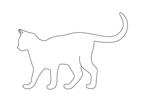Simple cat continuous one line drawing digital illustration vector