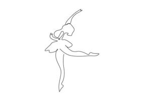 Continuous single line drawing of woman beauty ballet dancer in elegance motion pro illustration vector