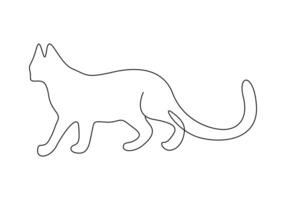 Continuous single line drawing of cat premium illustration vector