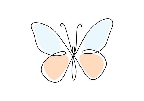 Flying butterfly continuous single line drawing digital illustration vector