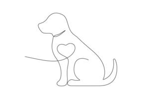 perro en uno continuo línea dibujo Pro ilustración vector