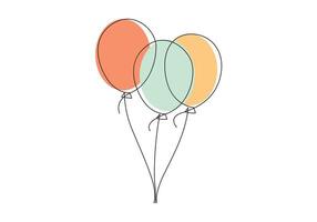 Continuous one line drawing of balloon. Birthday celebration. Digital illustration vector