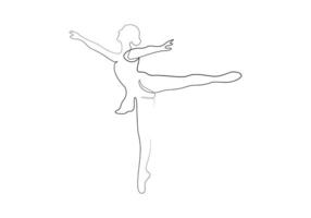 continuo soltero línea dibujo de mujer belleza ballet bailarín en elegancia movimiento Pro ilustración vector