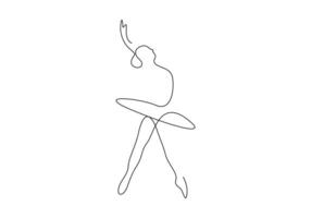 continuo uno línea dibujo de mujer belleza ballet bailarín en elegancia movimiento prima ilustración vector