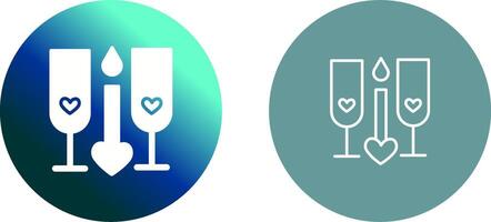 Two Glasses Romantic Icon Design vector