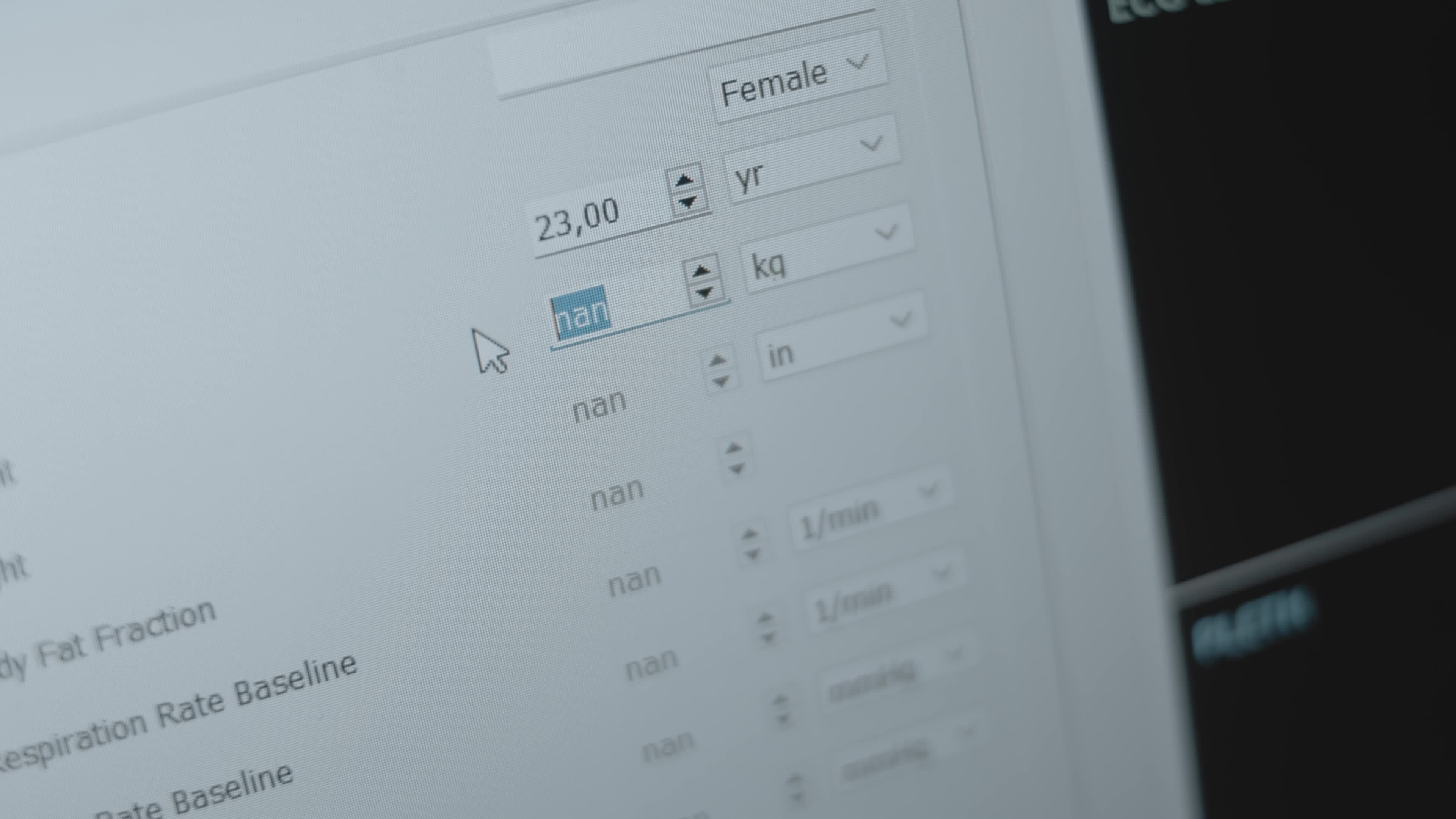 Closeup view of completing personal medical summary form on computer ...