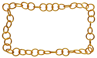 3d gold chain rectangular frame png