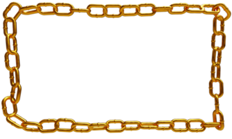 3d oro cadena rectangular marco png