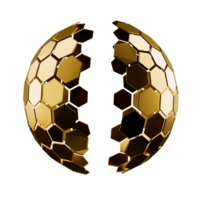 gold abstract 3d hexagonal mesh object png