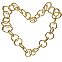 heart shaped 3d gold chainlink necklace png