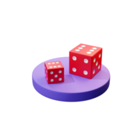 red 3d casino dice on purple platform png