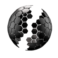 black abstract 3d hexagonal mesh object png