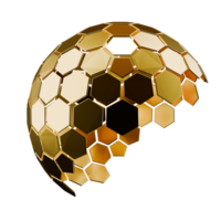 ouro abstrato 3d hexagonal malha objeto png