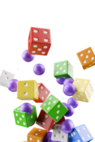 multicoloured 3d falling casino dice on transparent background png