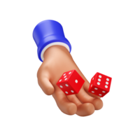 3d Hand rollen rot Kasino Würfel png