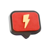 lightning thunder icon on red and black popup speech bubble png