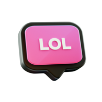 3d speech bubble object with LOL text, on transparent background png