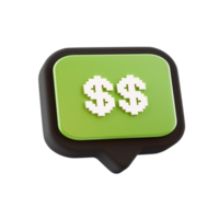 3d speech bubble object with dollar signs text, on transparent background png