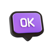 3d speech bubble object with OK text, on transparent background png