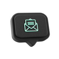 envelope mail icon on popup black speech bubble 3d icon png