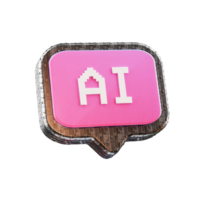 3d speech bubble object with AI text, on transparent background png