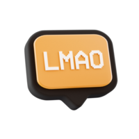 3d speech bubble object with LMAO text, on transparent background png