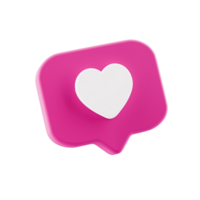 3d love heart popup speech bubble, transparent background png