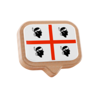 sardinian flag on 3d speech bubble icon, transparent background png