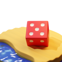 3d red casino dice on beach water png