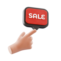 3d hand pointing to sale speech bubble icon png