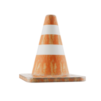 3d orange traffic cone on transparent background png