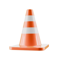 3d orange traffic cone on transparent background png