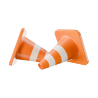 3d orange traffic cone on transparent background png