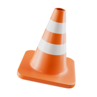 3d orange traffic cone on transparent background png