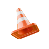3d orange traffic cone on transparent background png