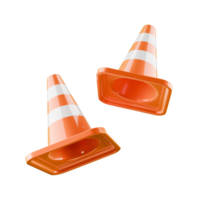 3d naranja tráfico cono en transparente antecedentes png