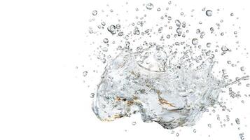 agua chapoteo con burbujas de aire aislado en el blanco antecedentes. agua chapoteo foto