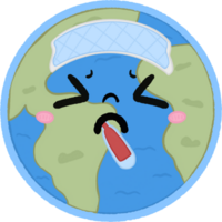 cute earth character with a thermometer illustration png